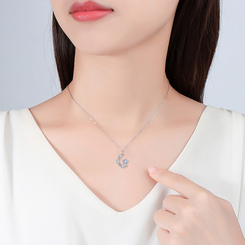 Always Beside You-Moon & Star Sterling Silver Necklace