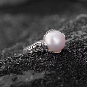 Natural Pearl Wealth Coin Vintage Silver Ring-Peace and Harmony