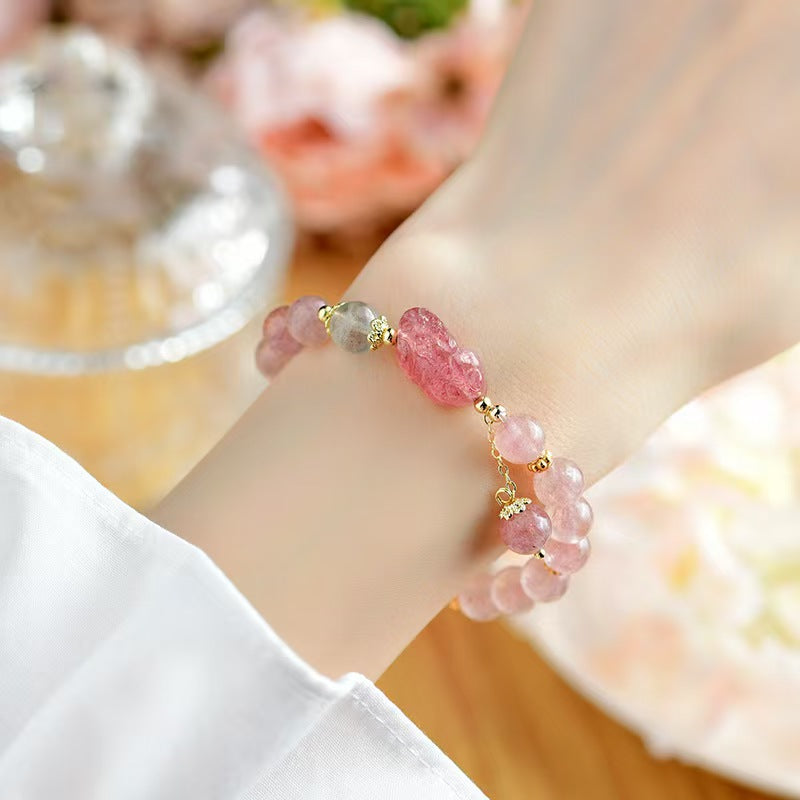 Radiant Affection Strawberry Quartz Pixiu Bracelet