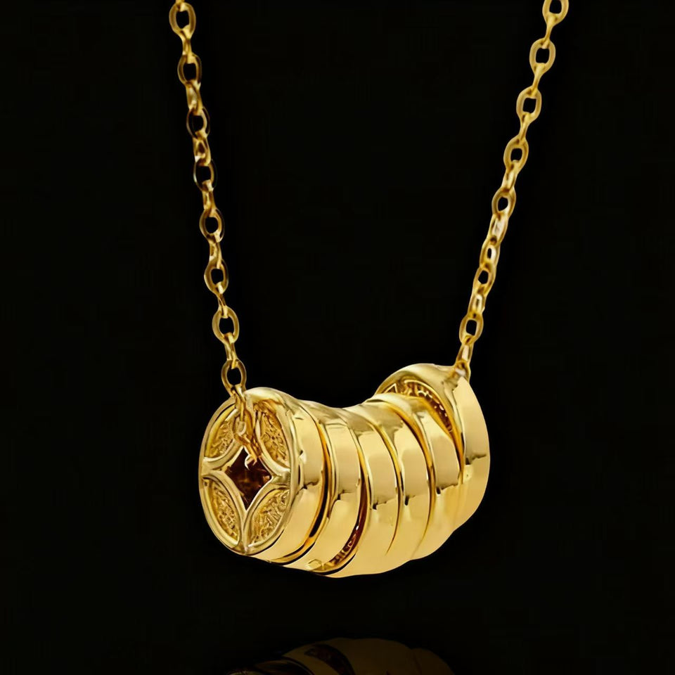 Prosperity Flow Coin Pendant Gold-Plated Silver Necklace