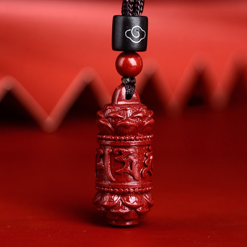 Six Syllable Mantra Pressed Cinnabar Necklace & Keychain-Peace and Blessings