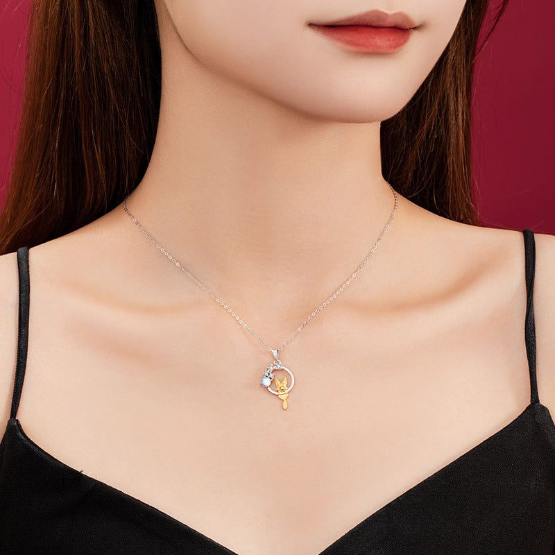 Fox and Flowers Two Tone Necklace-Blessings and Prosperity