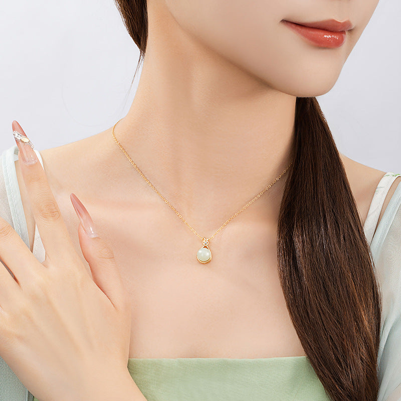 Fortune Bag Nephrite Jade Necklace-Hope Held Close