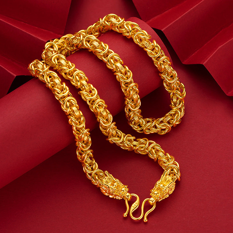 Dragon Gold Plated Brass Necklace-Sculpted in Gold