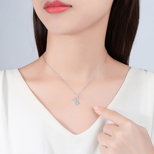 A Little Hug-Bear Cubic Zirconia Sterling Silver Necklace