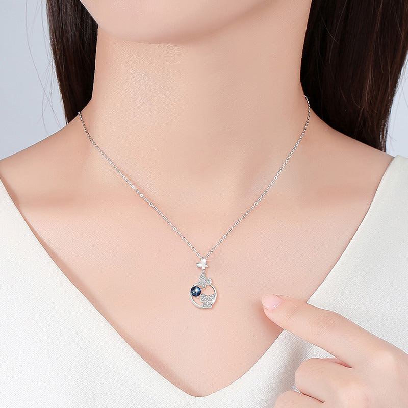 Butterfly Circle Sterling Silver Necklace-Freedom & Romance