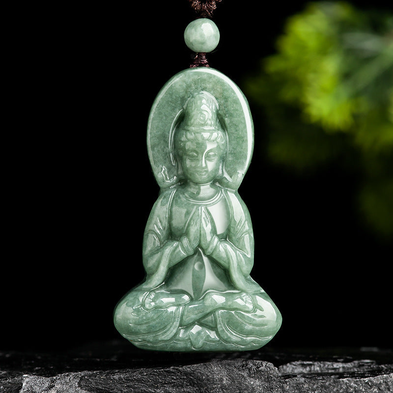 Natural Jade Serenity Guardian Guanyin Pendant – Peace, Protection & Inner Balance