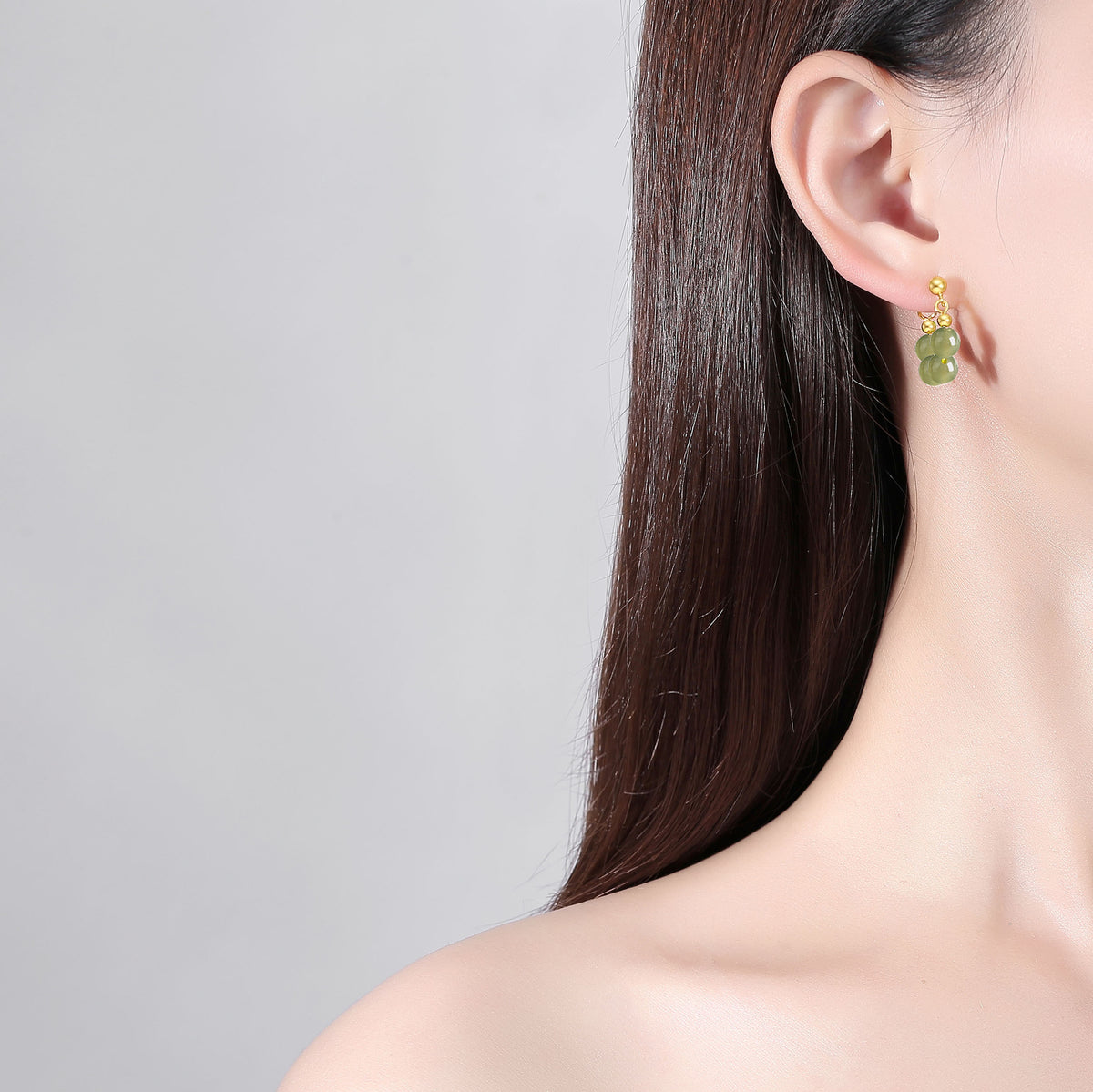 Beaded Nephrite Jade or Red Agate Hoop Earrings-Softly Self-Assured