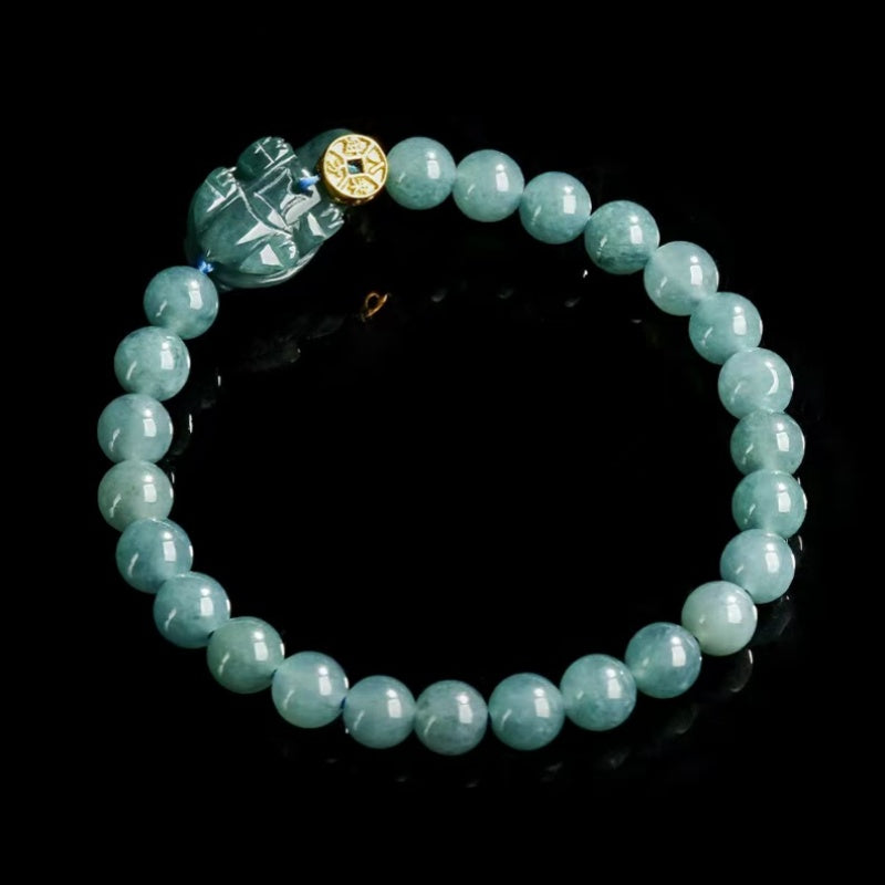 The Prosperous Dragon Turtle Jade Bracelet-18K Gold-Plated Wealth Bead for Protection & Steady Prosperity