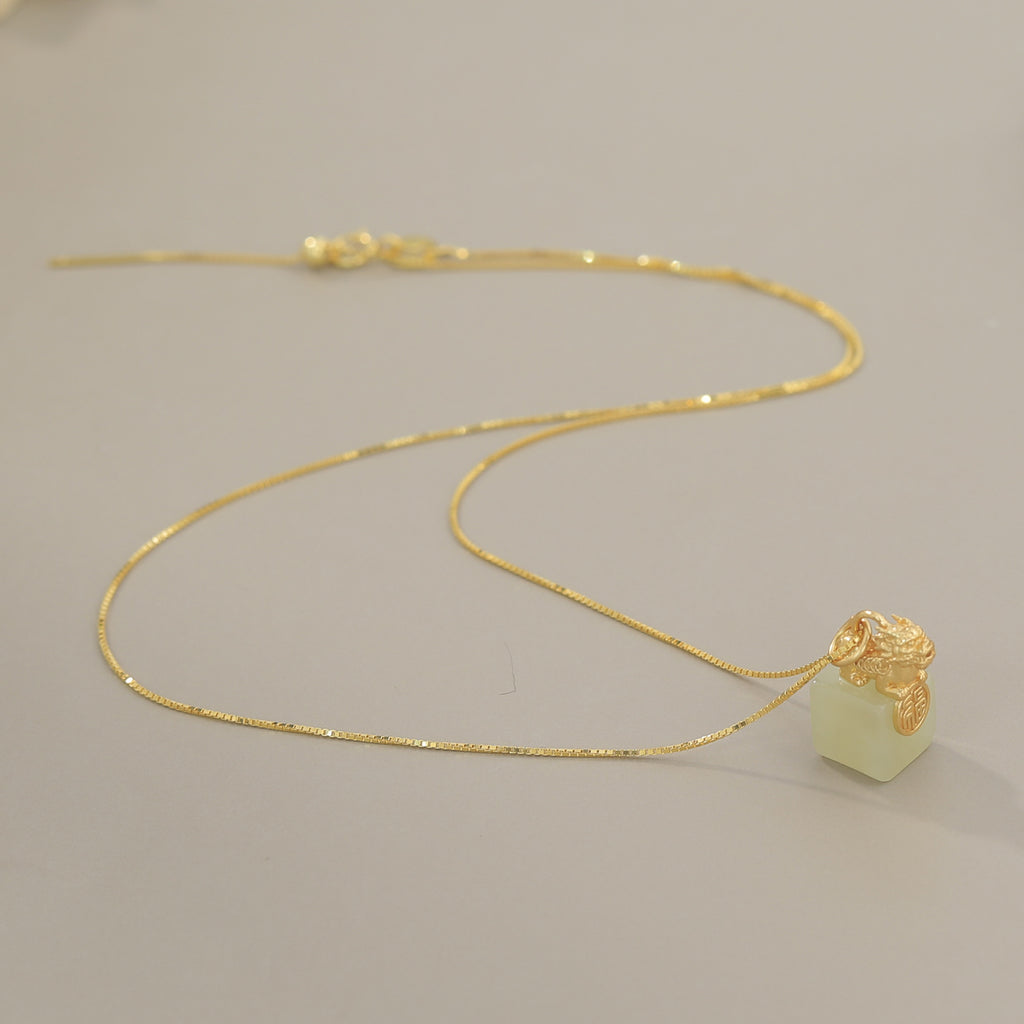White Jade Pixiu Wealth Necklace