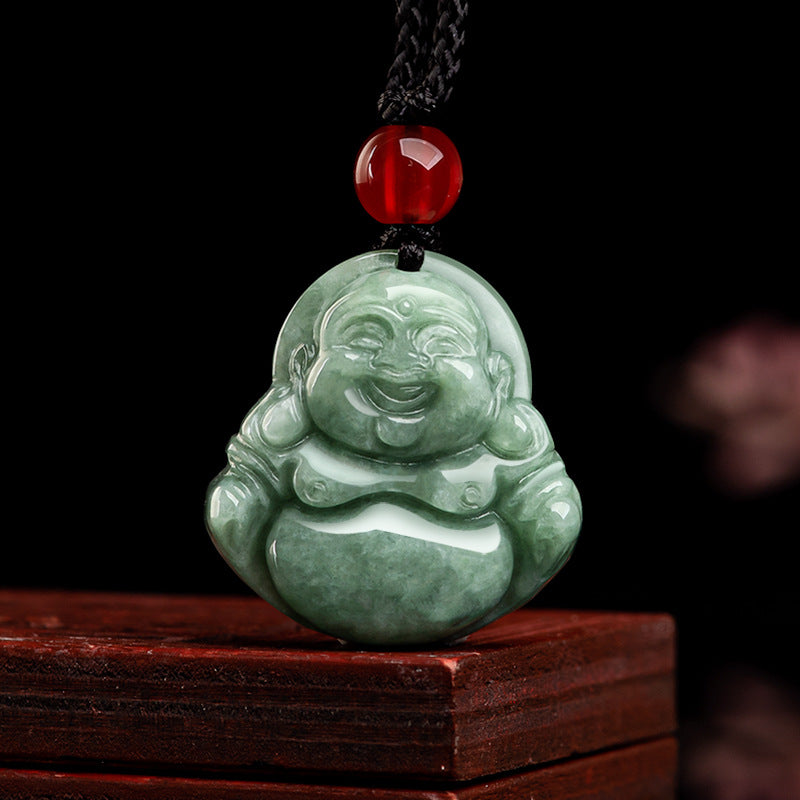 Prosperity Blessing Laughing Buddha Jade Pendant Necklace