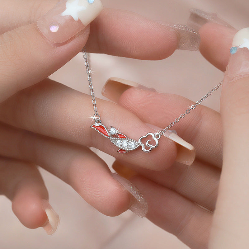Wishes for Good Fortune-Koi Fish Cubic Zirconia Sterling Silver Necklace