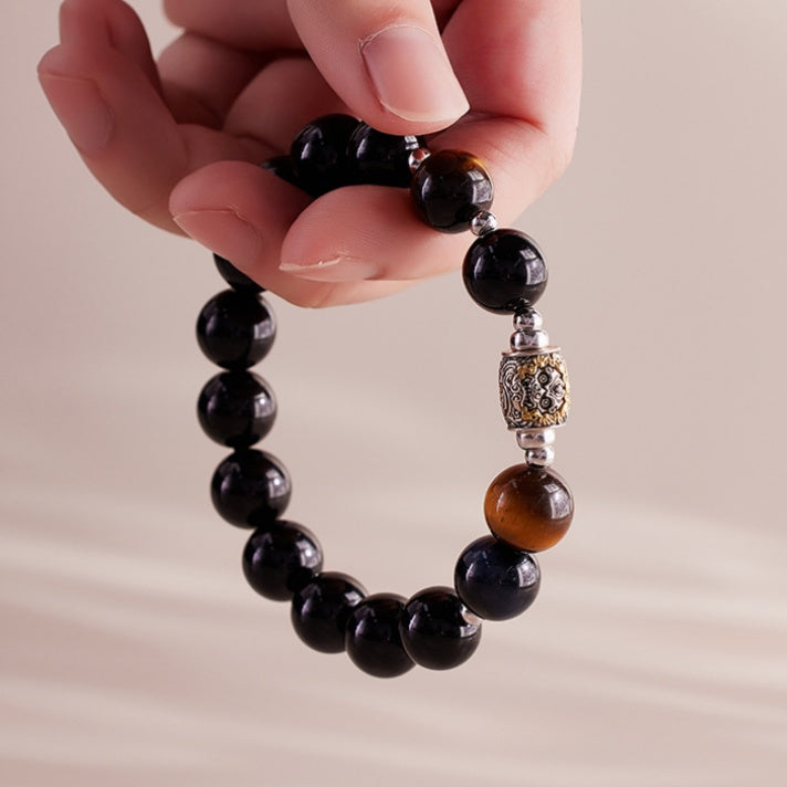Kylin Obsidian and Tiger's Eye Bracelet-Steady Vitality