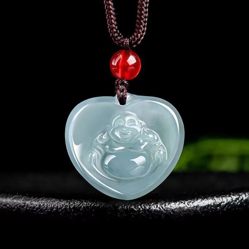 Laughing Buddha White Jade Pendant-Wisdom and Enlightenment