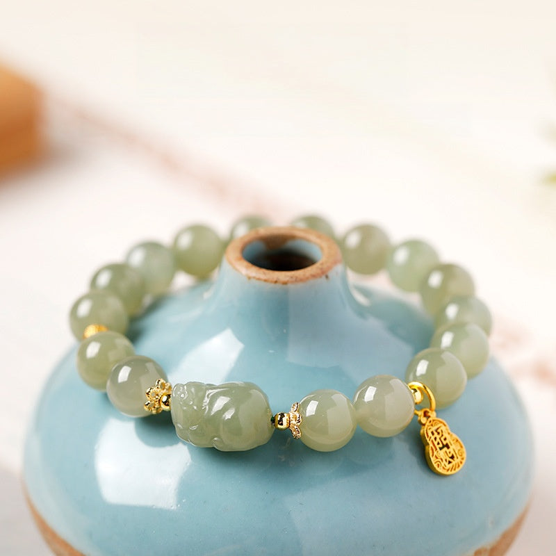 Hetian Jade Pixiu Bracelet-Steady Fortune