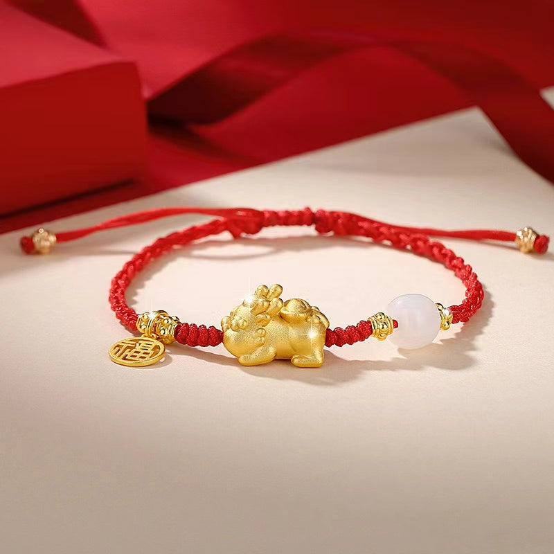 Baby Dragon Jade Bead String Bracelet-Luck Prosperity