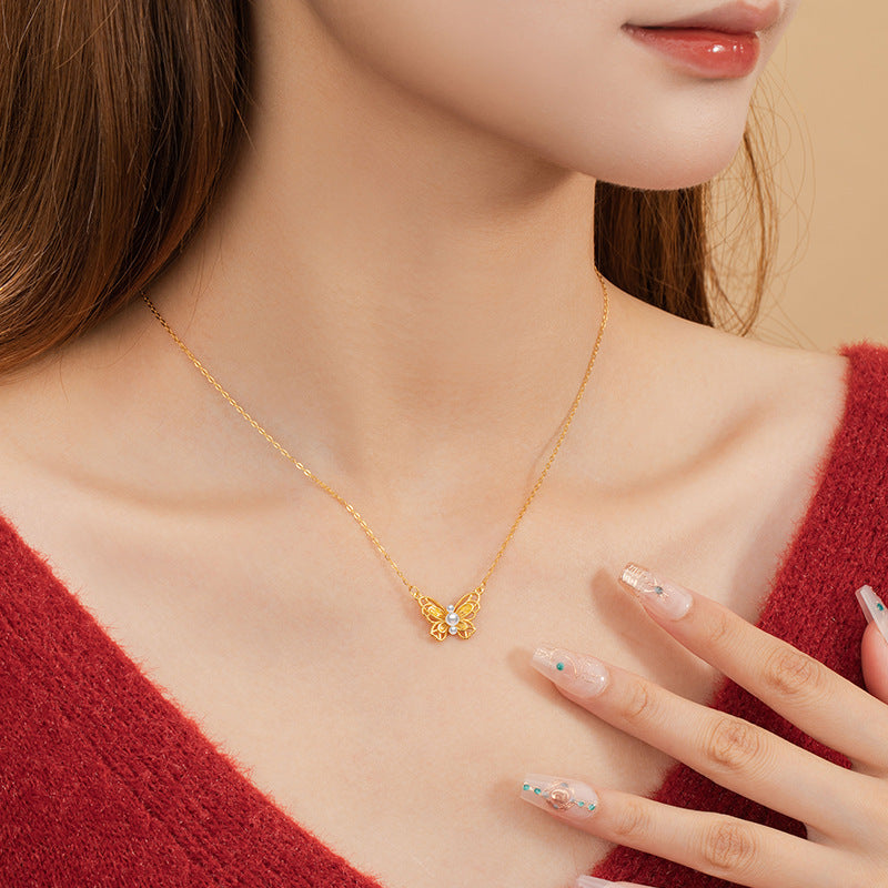 Butterfly Pearl Necklace-Dreams in Flight