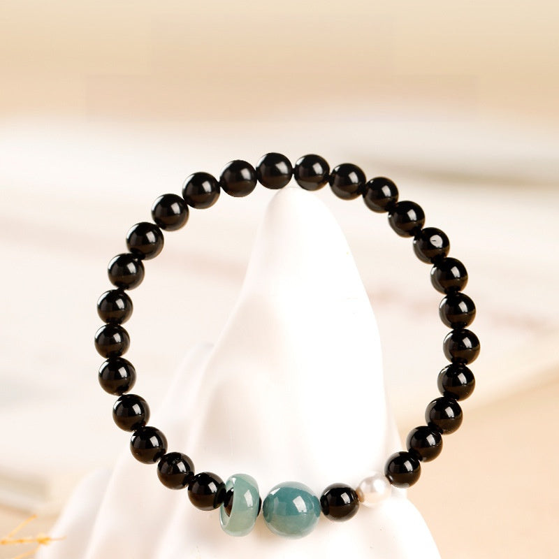 A Brighter Turn-Blue Water Jade Obsidian Bracelet