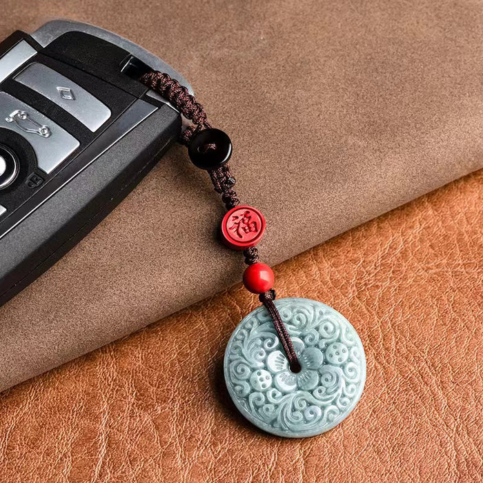 Peace Buckel Auto Keychain-Natural Jade