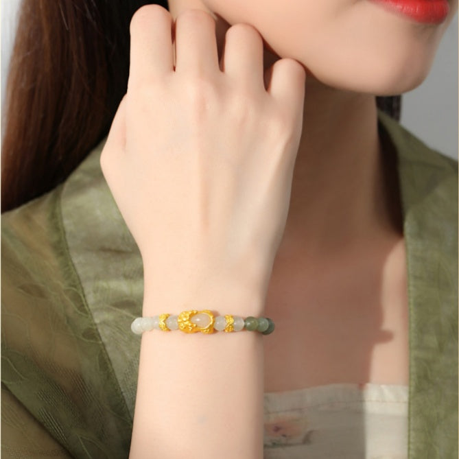 Abundance & Fortune-Pixiu Nephrite Jade Bracelet