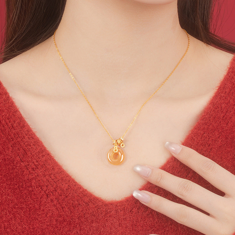 Gourd and Coin Red Agate Necklace-Blessings and Prosperity