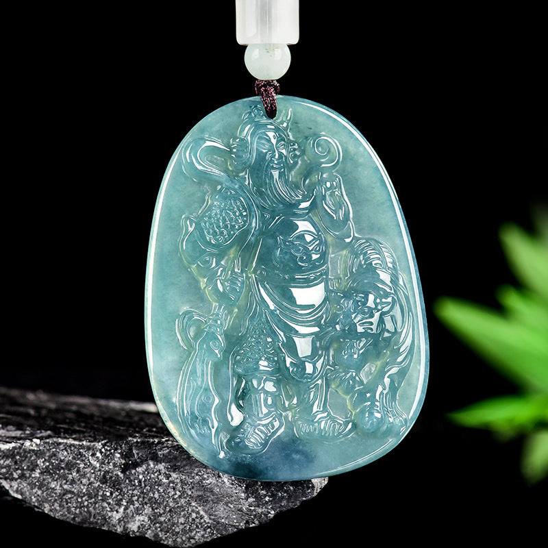 Grade A Jadeite Guan Gong Pendant–God of Wealth & Protection for Men