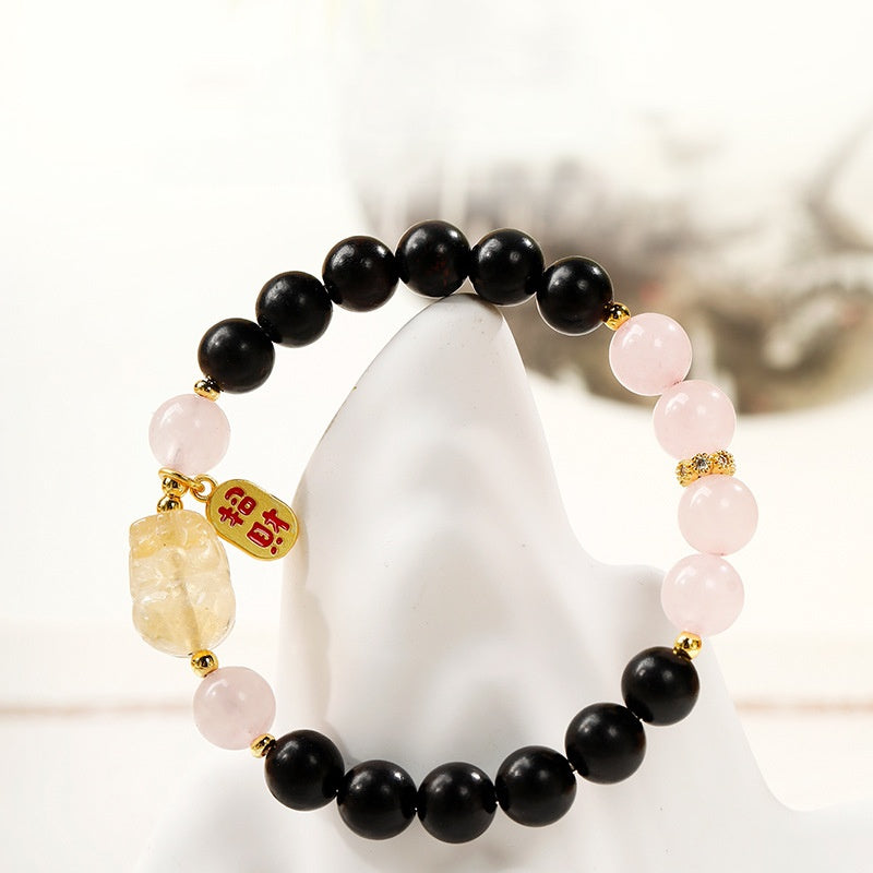 Citrine Pixiu Sandalwood Bracelet-Fortune in Motion