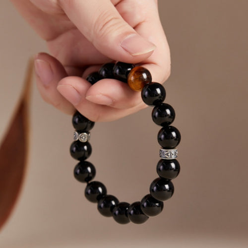 Calm Strength-Double Fish Obsidian and Tiger's Eye Bracelet