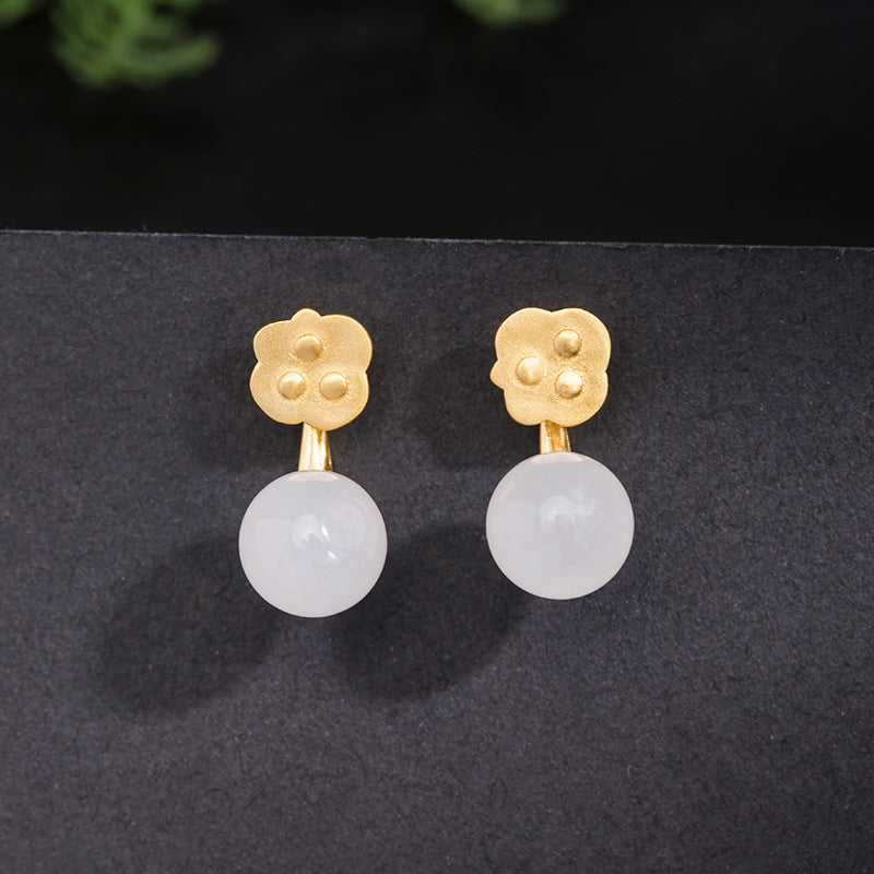 Nephrite Jade Lotus Pod Earrings-Gentle Renewal