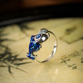 A Wish for Plenty-Koi & Lotus Enamel Silver Ring