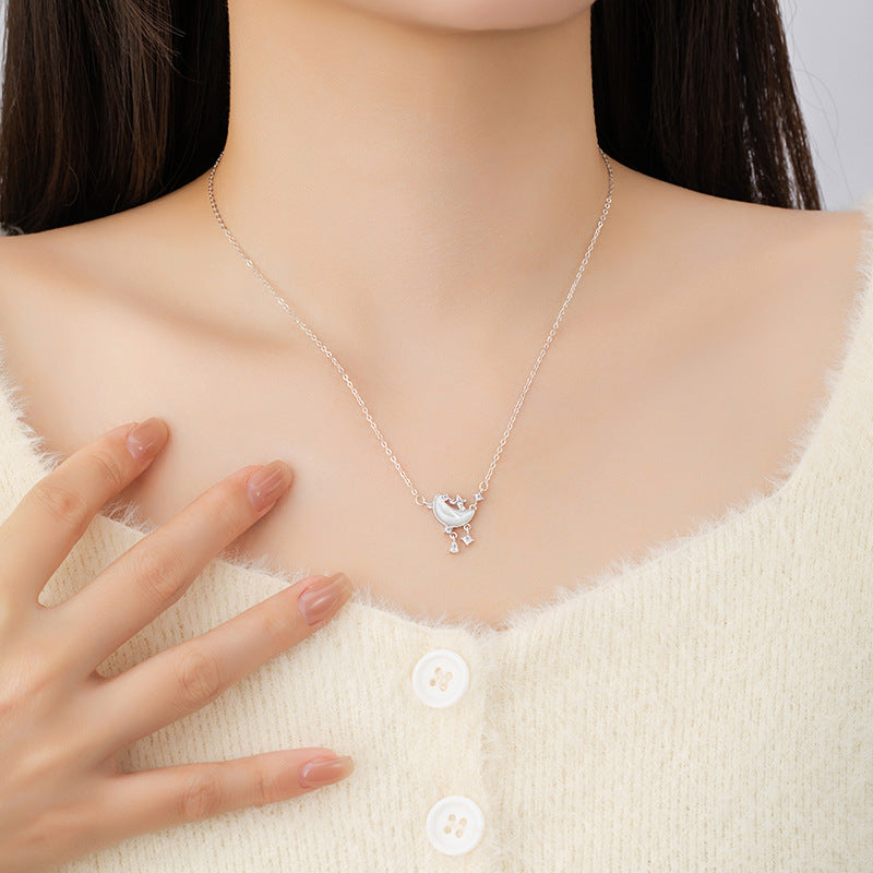 Moon & Stars Mother of Pearl Necklace-Love as Lasting as the Stars
