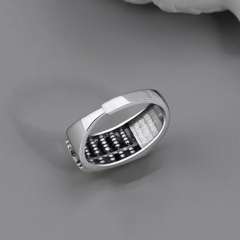 Wealth Pixiu Abacus Men Silver Ring-Career & Business Luck
