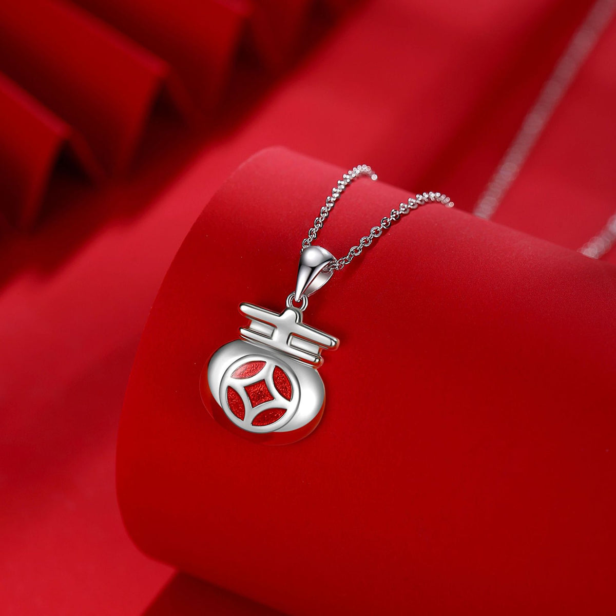 Lucky Fortune Pouch 925 Sterling Silver Necklace-Embrace Good Fortune