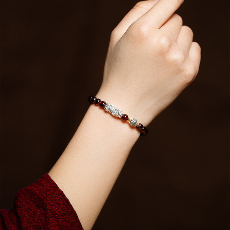 Pixiu Garnet Bracelet-Devotion & Prosperity