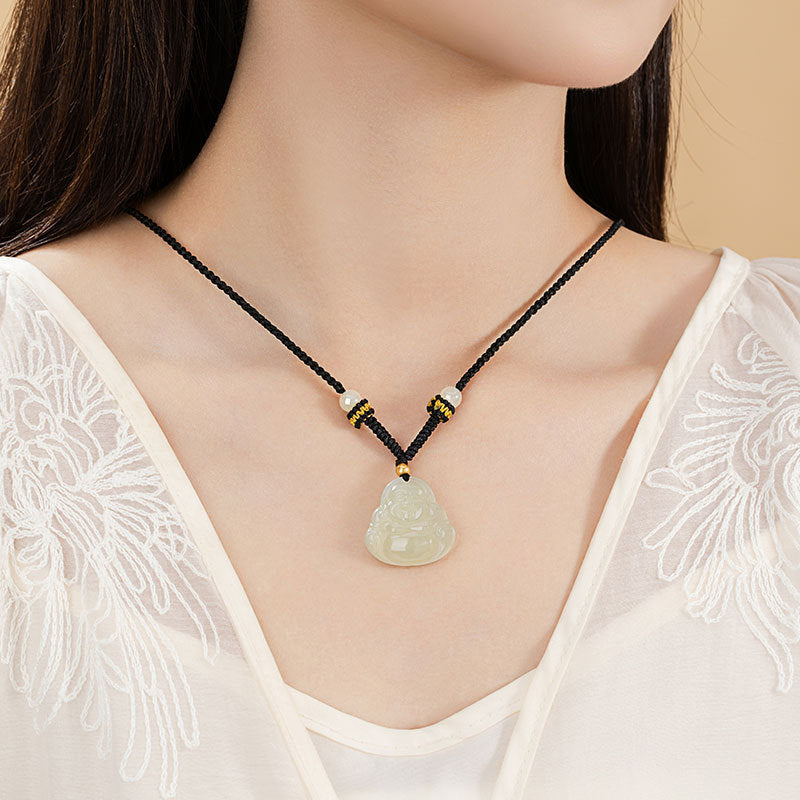 Laughing Buddha Nephrite Jade Pendant-Room for Joy