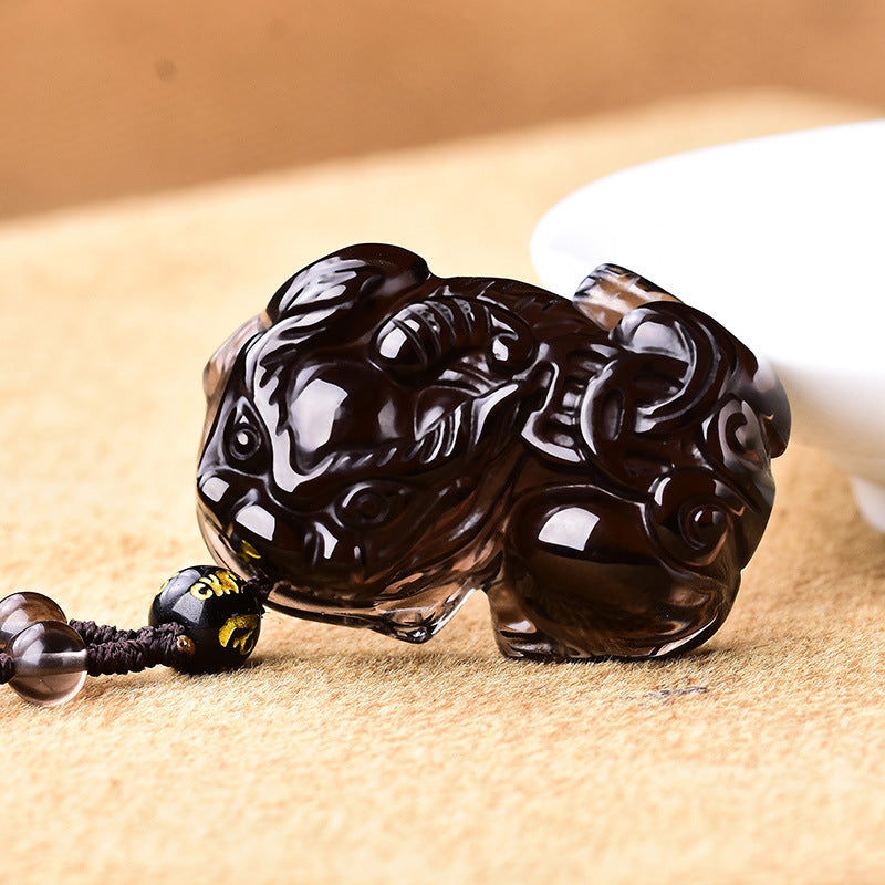 Natural Ice Obsidian Pixiu Pendant-Watchful Grounding