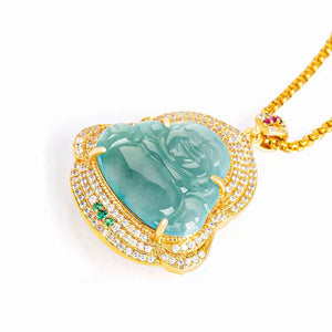 Laughing Buddha Ice Jade Necklace-Present Awareness