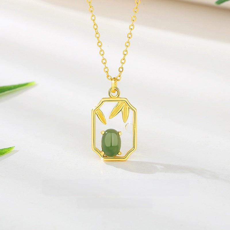 Leaf Nephrite Jade Necklace-Peace and Joy
