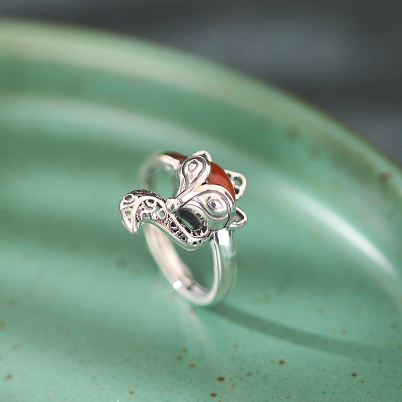 Graceful Agility-Fox Red Agate 925 Sterling Silver Ring