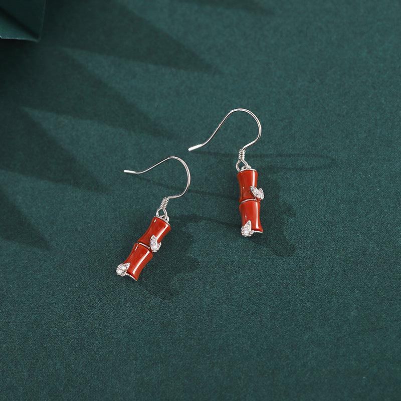 Stand Your Ground-Bamboo Red Agate Drop Earrings