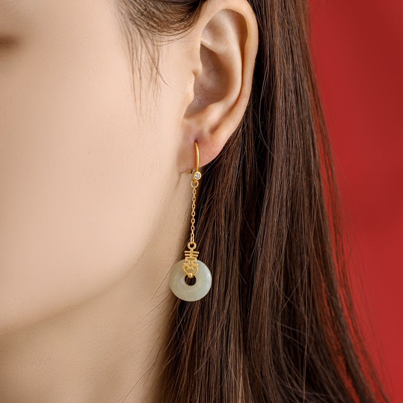 Double Happiness Nephrite Jade Drop Earrings-Joy Shared