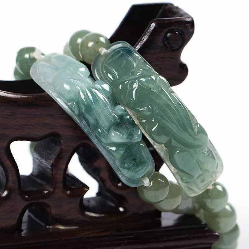 Wealth Pixiu Natural Green Jade Bracelet-Attract Luck