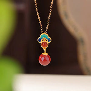 Auspicious Clouds Red Agate Necklace -Lucky and Prosperity