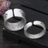 Heart Sutra Handmade Carved Six Ture Words Silver Couple Ring-Compassion and Enlightenment