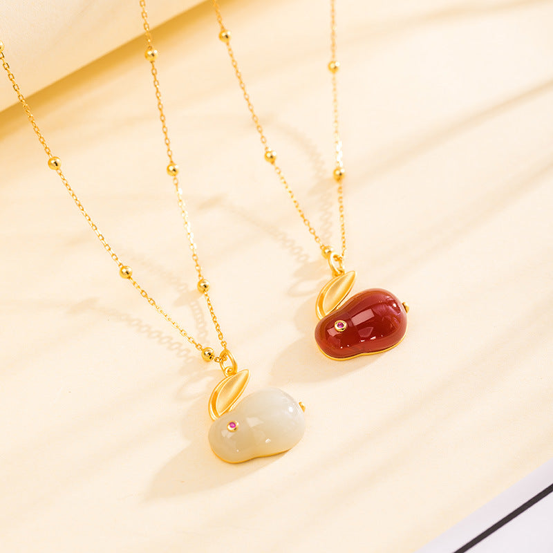 Rabbit Red Agate & Nephrite Jade Bracelet-Gentle Joy