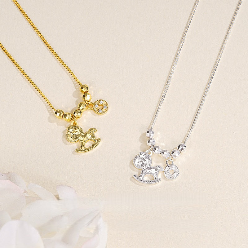 Golden Spark Horse Wealth Coin Necklace – 925 Silver Lucky Charm for 2026 Fortune