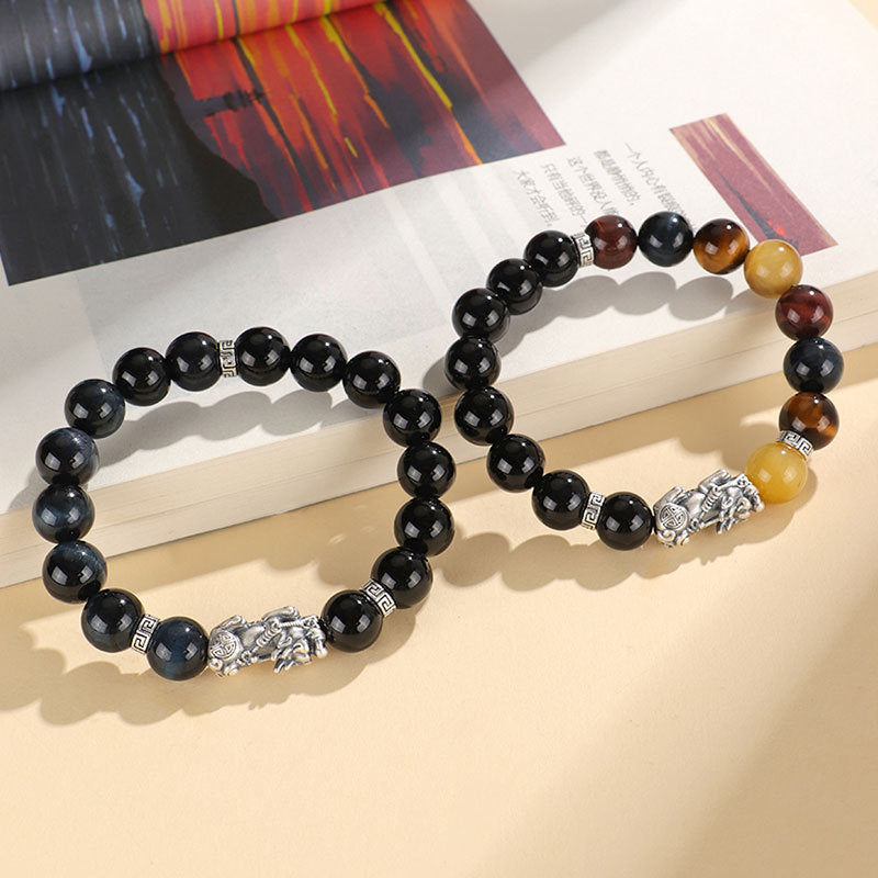 Black Agate Pixiu Wealth Protection Bracelet