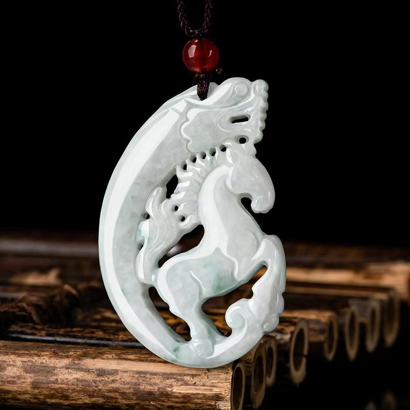 Dragon and Horse Jade Pendant-Fengshui Luck
