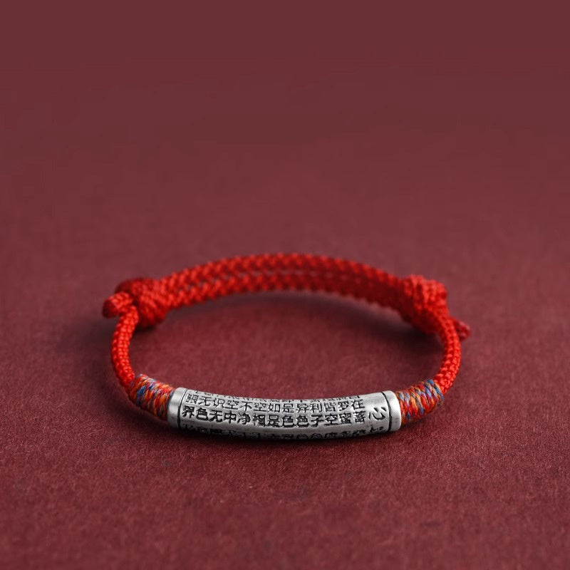 Heart Sutra 999 Fine Silver Curved Tube Braided Bracelet-Peace and Mindfulness