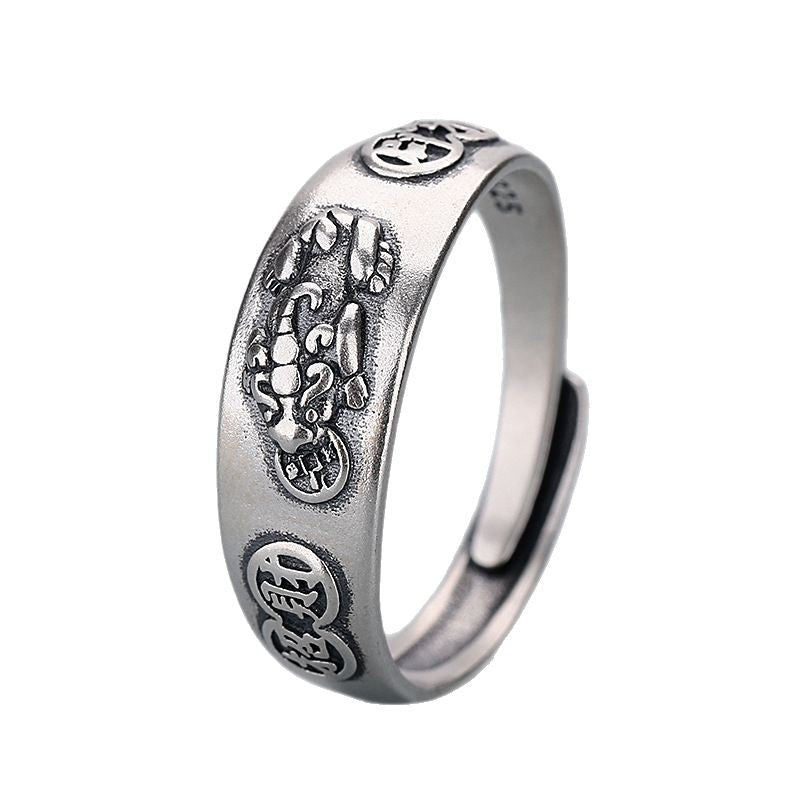 Glücks-Feng-Shui Pixiu-Sechs-Wahre-Worte-Mantra-Ring (verstellbar)